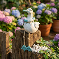 Textured White Bird Figurine Decorative Hanging Bird Figurine for Landscape