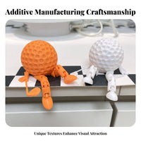 Great Gift Idea Sitting Golf Ball Man Unique Design 3D Printed Golf Figure for Golfers, Collectors, Shelf Decor, Office, Home
