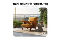V-Leg Armchair Sturdy Wood Frame Single Sofa Rustic Minimalism Aesthetic Upholstered Padding for Homeowners, Adults, Balcony