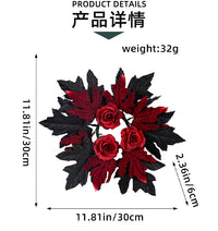 Halloween Candle Wreath with Maple Leaves and Roses for Table Decor