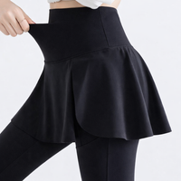 Gym Leggings for Women with High Waist and Side Pockets, Flared Trousers for Workout, Compression Pants with Faux Two Piece Design