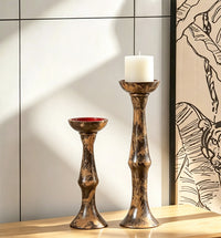New Chinese Style Wabi-Sabi Resin Candle Holder with Hand-Painted Oil Painting Design