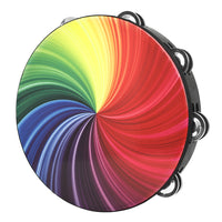 10-Inch Hand Shaken Tambourine for Children, Double Row Colorful, Dance Exam Prop, Hand Drum