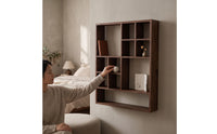 Wall-Mounted Wooden Shelf Space-Saving Wooden Shelf with Compartments Decorative Display Rack for Bedroom, Study