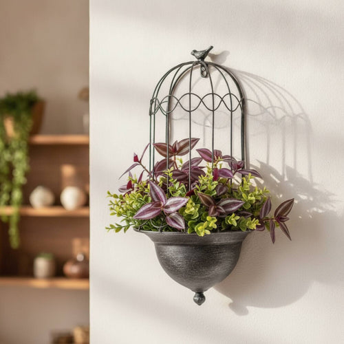 Wall Planter with Hanging Pot Decorative Plant Holder Farmhouse for Gardeners