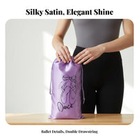 Ballet Footwear Pouch Portable Dance Bag Silky Texture Drawstring Dance Pouch for Dancers, Ballerinas, Recitals