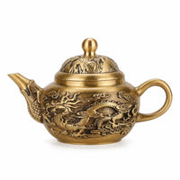 Teapot with Lid Brass-Colored Decorative Teapot Compact for Tabletop Display