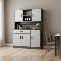 Storage Cabinet with Vino Rack Modern Design Vino Bar Display Cabinet Large Capacity Dining Room Buffet Hutch for Families, Homeowners