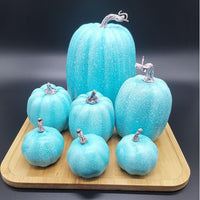 7-Piece Foam Pumpkin Halloween Decoration Set with Brushed White Gold Finish