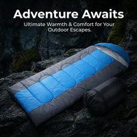 Sleeping Bags for Winter, Waterproof Envelope Sleeping Bag, Thick Warm Camping G #variant:Blue-Gray