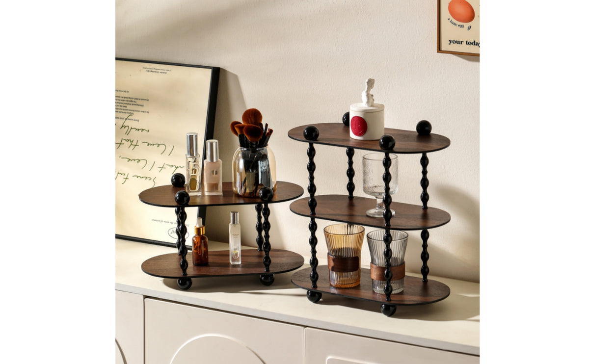 Compact Vanity Shelf with Spindle Legs | 2-Tier, Tabletop Storage Rack, for Dresser