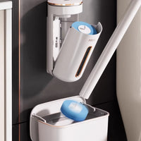 Disposable Toilet Brush with Wall-Mounted Holder and Refill Heads