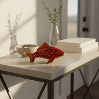 Alloy Golden Carp Figurine fishing ornament Rhinestone Accents Koi fishing Trinket Box for Office Desk, Dresser