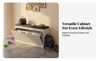 Space-Saving Tip-out Shoe Cabinet Multifunctional Entryway Shoe Bench Cabinet Stable Structure Home Furniture Sturdy Construction for Apartment Dwellers, Homeowners, Families, Mudroom, Living Room, Bedroom, Closet