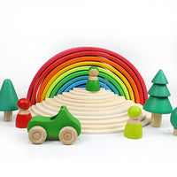 Wooden Rainbow Stacking Blocks Toy for Kids