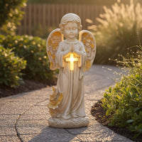 Cemetery Angel Memorial Light Hand-Painted Praying Angel Garden Light for Lawn