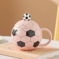 Football Shaped Cup with Lid 400ml Capacity Soccer Ball Mug Creative Design Soccer Football Mug for Kids, Desk Decoration, Office