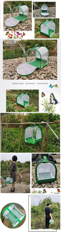 360-Degree Transparent Insect Cage, Portable, Foldable, Butterfly Habitat
