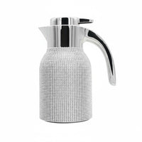 Double Walled Rhinestone Thermal Pot Long-Lasting Heat Preservation Sparkling Insulated Tea Pot Leak-Proof Crystal Studded Coffee Carafe Included for Office, Parties, Events
