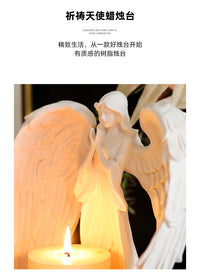 Nordic White Winged Praying Angel Aroma Candle Holder for Living Room, Dining Room, Wedding, Romantic Couple Atmosphere Decoration