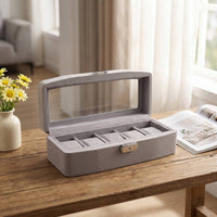 5-Slot Watch Box Velvet Lined Watch Box with Window Dustproof for Dresser