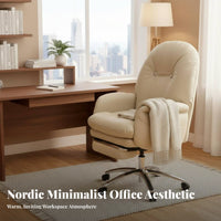 Reclining Office Chair with Footrest Highspine Support Desk Seat 360-Degree rotate Plush paddinging for Remote Workers, Students