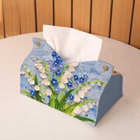 Luxury Floral Leather Tissue Box for Desktop, High-End