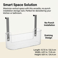 Kitchen Towel Rail and Hanging Rack for Over the Door Storage, Acrylic for Small Spaces and Students, Versatile Cupboard Hooks