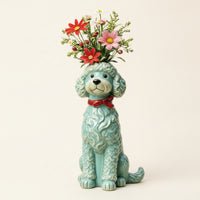 Dog Sculpture Vase Sculpted Dog Vase Decorative for Living Room