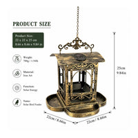 Hanging Bird Feeder Sloped Roof Solar Bird Feeder Accessible Trays for Garden