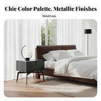 Round Two-Drawer Cabinet Minimalist Design Nightstand No Assembly Required