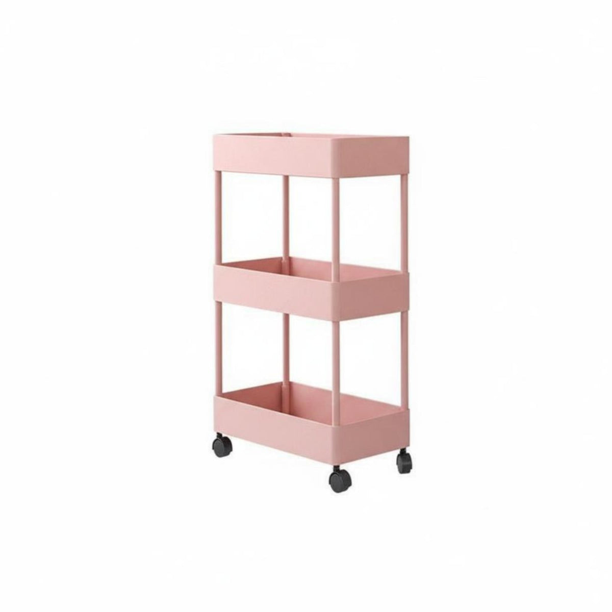 3-Tier Narrow Trolley Slim Design 3-Tier Rolling Shelf Easy Assembly for Renters
