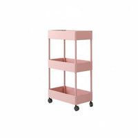 3-Tier Narrow Trolley Slim Design 3-Tier Rolling Shelf Easy Assembly for Renters