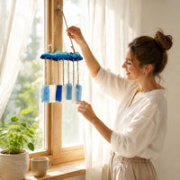 Ocean Glass Wind Chime Handmade Ocean Wave Wind Chime Soothing