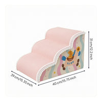 Pet Stair Ramp Rose-Hued Foam Pet Stairs Ruffled Trim Dog Steps for Cats, Bedside