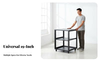 1 Piece 19-inch Network Rack Equipment Stand Rolling Casters Steel Open-frame Adjustable Shelf Locking Suitable for DIY Workspaces Professional Studios