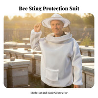 Half Torso Bee Suit Breathable Puncture-Resistant Resistant Bee Jacket Beekeeping Jacket Elastic Wristbands and Waist Ventilated