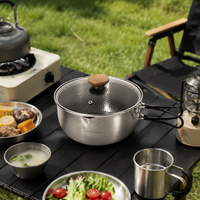 Cooker Set, Family, Camping Cooker Set, 3-Layer, Stainless Steel, 4-Piece, Compact