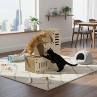 Multi-Level Cat Scratching Ramp with Hideout Pet Furniture for Kittens, Indoor
