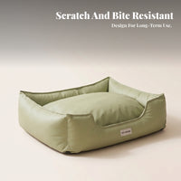 Square Dog Sofa Bed Stain-Resistant Animal Furniture PU Leather Dog Bed Soft Padded