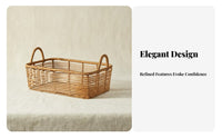 Woven Rectangular Bin with Handles Imitation Rattan Design for Kitchen, Students