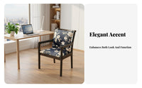 Upholstered Wooden Chair with Armrests Spindle Spine Dining Chair Sturdy Wood Legs Minimalist Design for Office Workers