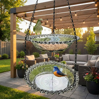 Hanging Bird Feeder and Bird Bath, Round Basin for Outdoor Garden Decor, Courtyard and Balcony Hanger