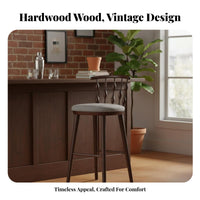 High Stool with Backrest Vintage Design Counter Chair Minimalist Design Integrated Footrest for Adults, Restaurant, Cafe