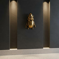 Unique Design Rhinoceros Beetle Wall Hanging Intricate Details Golden Beetle Wall Decor Easy to Hang for Living Room, Entryway, Office