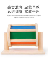 蒙氏1-3岁幼儿园早教投币盒纺织鼓教具 儿童蒙特梭利木制益智玩具