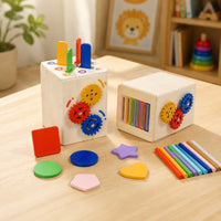 Educational-Style-Style Wooden Shape Sorter Cube Color-Coded Shape Sorting Cube Educational Wooden Toy Box Developmental for Preschoolers