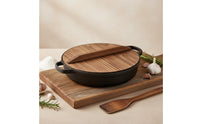 Induction Compatible Cast Iron Skillet Natural Non-Stick Flat Bottom Cast Iron Pot Excellent Heat Retention Flat Bottom Skillet Scratch Resistant