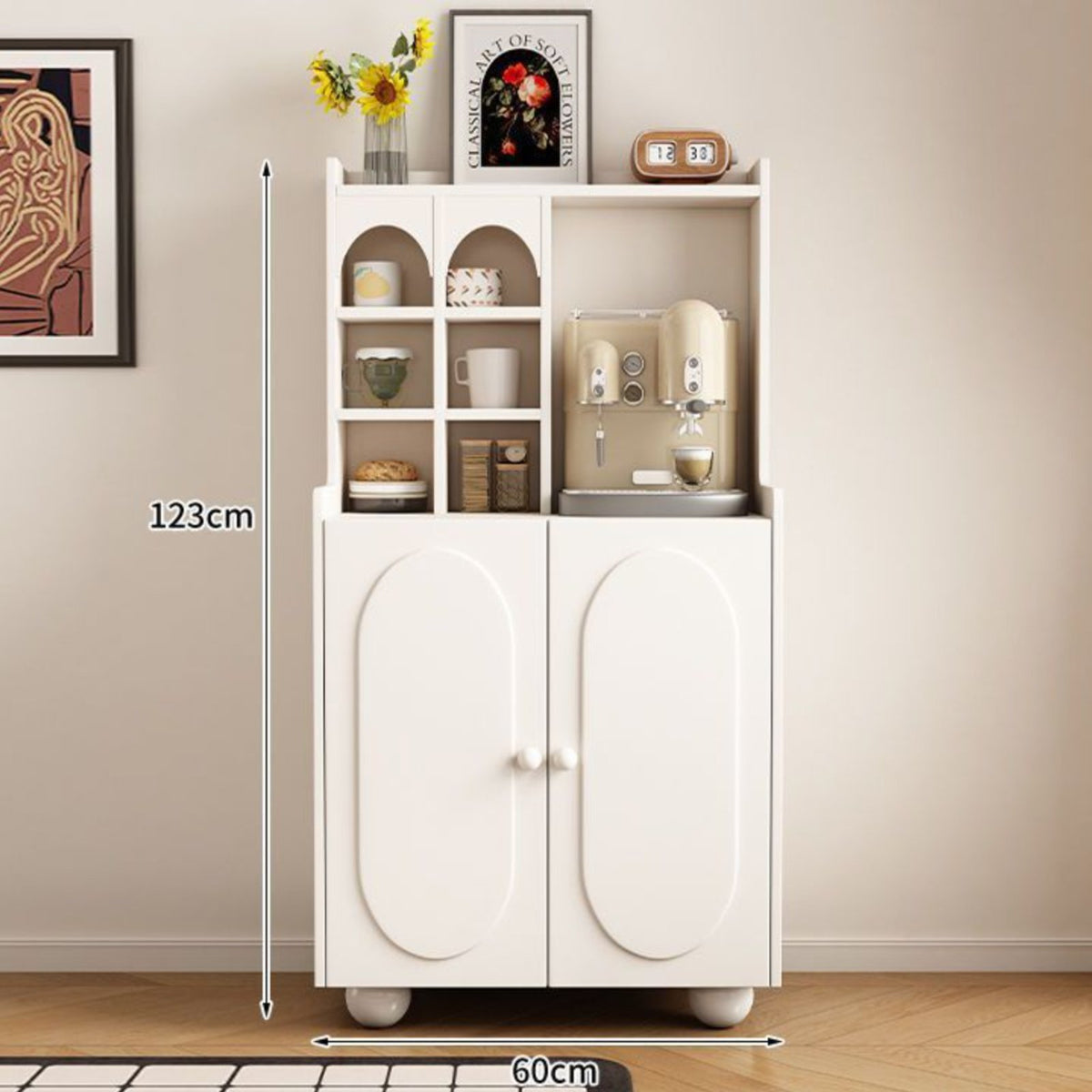 Coffee Bar Cabinet Multi-Functional Storage Kitchen Coffee Bar Cabinet Sturdy Construction Dining Room Console for Homeowners, Families, Hallway