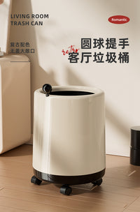Modern Light Luxury Trash Can, Plastic, 10L, Double Layer, with Wheels Option